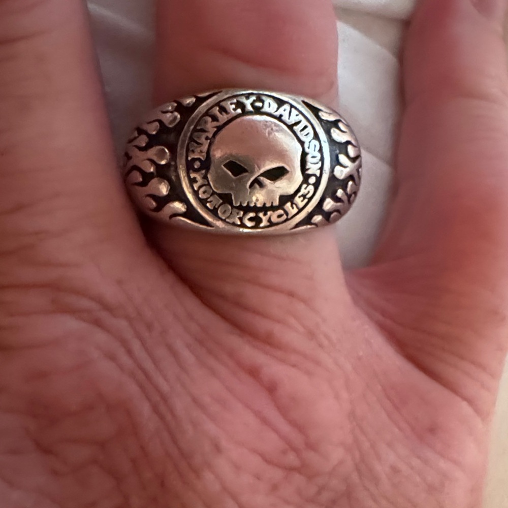 Harley-Davidson Silver Flame Skull Ring
